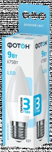 ФОТОН лампа св/д свеча B35 E27 9W(865lm) 4000K 4K без пульсации 99x37 3г арт.23974