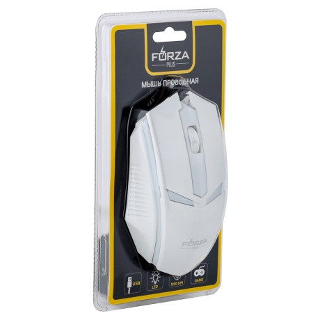 FORZA Компьютерная мышь проводная, 1200DPI, длина провода 130см, игровая, 4 цвета