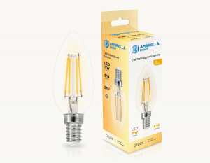 Ambrell лaмпа св/д свеча C35 E14 11W(950lm) 2700K 2K 35х98 филамент (нитевидная) 351113