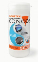 Konoos KDC-50-50 Салфетки комбинированные для экранов + для пластика в банке, 100 шт