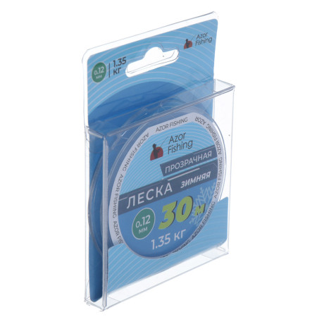 Леска зимняя тм AZOR FISHING, 30м, 0,12мм, 1,35кг, прозрачная