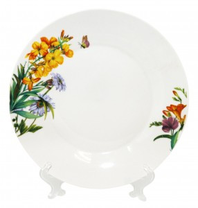 Тарелка обеденная Луговые цветы 23см фарфор (кратность 12шт!!!) МФК MFK20257