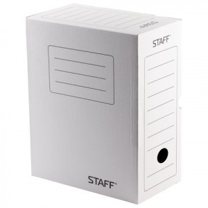 Короб архивный с клапаном, микрогофрокартон, 150 мм, до 1400л., белый, STAFF, 128866