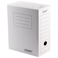 Короб архивный с клапаном, микрогофрокартон, 150 мм, до 1400л., белый, STAFF, 128866