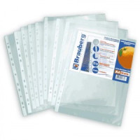 Папка-файл перф., А4 BRAUBERG 0,045мм, 50шт/уп, цена на цп, апельсин. корка 221712