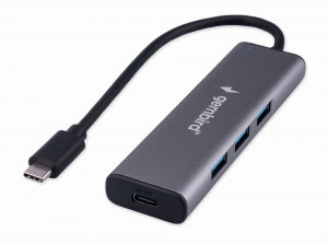 Разветвитель USB3.1 Gembird 7хUSB, с доп.питанием (порт Type-C), кабель Type-C 19см,алюминий,коробка