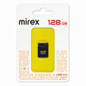 Флеш-карта (памяти) Mirex MINCA BLACK 128GB USB 3.0 (ecopack)