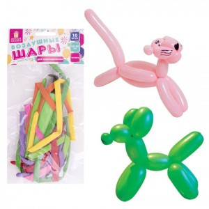 Шары воздушные д/моделирования ЗОЛОТАЯ СКАЗКА, 2х60" (5х150 см), КОМПЛЕКТ 10 штук с насосом, ассорти