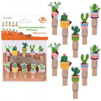 Прищепки декоративные "Кактусы", 10шт/уп, цена за уп (кратность 6шт!!!) дерево VL75-121 Мультидом