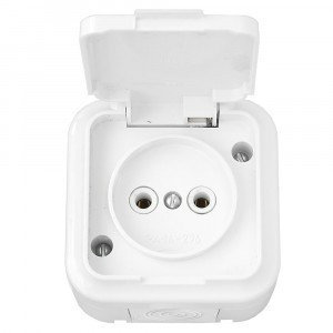 Bylectrica ПРАЛЕСКА АКВА роз. ОУ 1 мест. 16А бел. (пластик, крышка, IP54) РА16-296