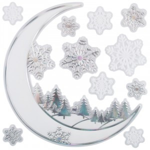 Наклейка новогод.  "Зимняя ночь" 28*28см, ПВХ Волшебная страна