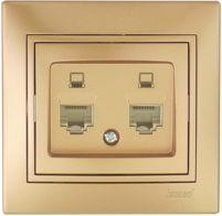 Lezard Мира роз. компьют. СУ 2 мест. металлик золото (RJ45) (корпус PC) 701-1313-141