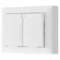 Bylectrica СТИЛЬ роз. 2 мест. СУ земля, шторк., крышка IP44 корп. ABS белый, (РС16-401)