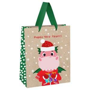 Пакет подарочный 26*32*12см MESHU "Dragon", отд. фольгой, блестки, крафт 354577