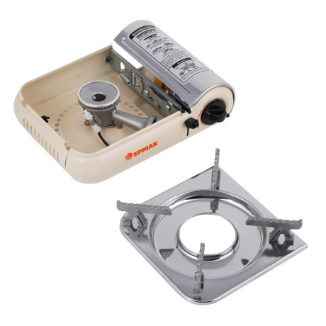 ЕРМАК Плитка газовая из нерж.стали, малая, с переходником, 25х20,5х10см, 1,8кВт