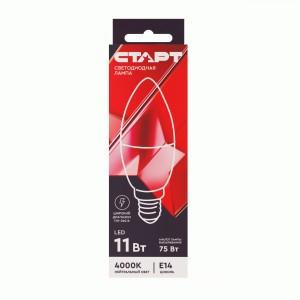 СТАРТ лампа св/д Свеча С37 E14 11W(880lm) 4000K 4K 100x37 матов пласт/алюм IC-драйвер 1329