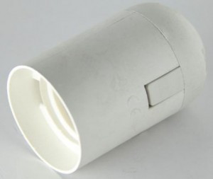 EKF Патрон E27 пластиковый подвесной, термостойкий пластик, белый,  LHP-E27-s