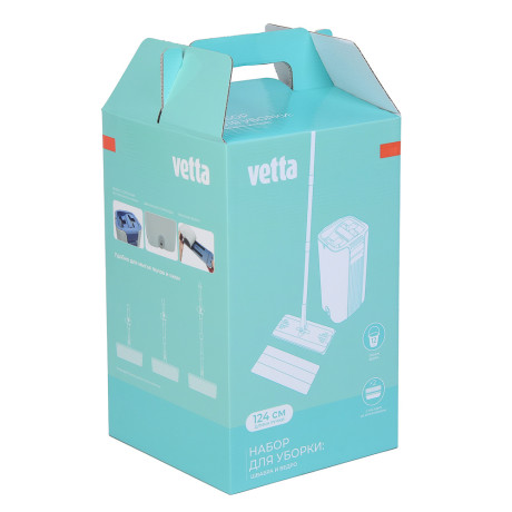 VETTA Набор для уборки с вертик.отжимом: ведро 12Л, поворотная швабра 32х124см, 2 насадки 32х12см