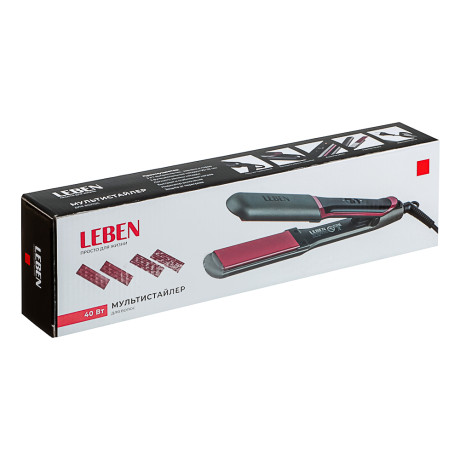 LEBEN Мультистайлер для волос с 3 сменными насадками: утюжок, мелкое гофре, крупное гофре