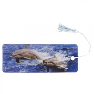 Закладка д/книг с линейкой, 3D объемная, BRAUBERG, Дельфины, с декорированным шнурком, 128094