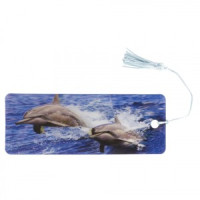 Закладка д/книг с линейкой, 3D объемная, BRAUBERG, Дельфины, с декорированным шнурком, 128094