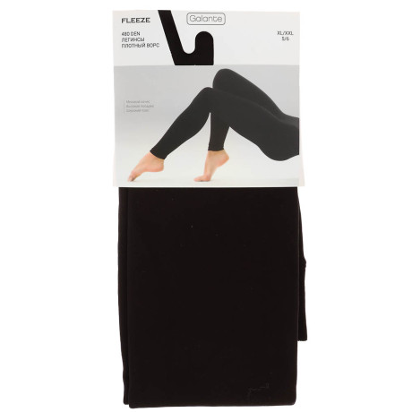 GALANTE Fleeze Легинсы 480 DEN, р-р XL/2XL, 96% полиамид, 4% эластан, цвет черный
