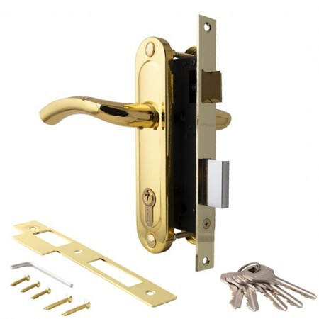 Замок врез 1227/60-G/GM Apecs (зол./мат.зол.) с ручками  \20