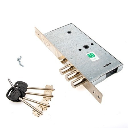 Замок врез ГАРДИАН-3015 сув. (защелка, задвижка, 3 ригеля 15,8мм) под разд. фурнитуру  \10