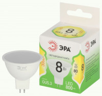 ЭРА GREEN LINE лампа св/д MR16 GU5.3 8W(800lm) 3000K 2K софит MR16-8W-830-GU5.3 51x85 67082