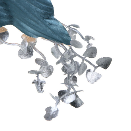 СНОУ БУМ Цветок декоративный на ветке 36x24 см, полиэстер, металл, серебро