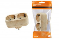 TDM разветвитель (тройник) 2роз. 16А Эко сосна, земля (линейный) SQ1806-0074