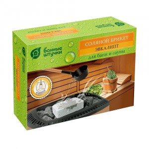 Соляной брикет с травами Эвкалипт, 1300 г для бани и сауны Банные штучки