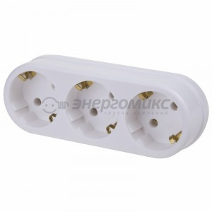 REXANT разветвитель (тройник) 3роз. линейный 16А земля белый 11-1079