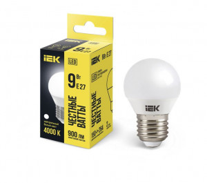 IEK лампа св/д шар G45 E27  9W(900lm) 4000K 4K 89x45 матовая LLE-G45-9-230-40-E27