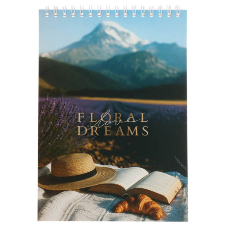 Блокнот А5, 40 листов, офсет, обложка картон, спираль, в клетку, в ассортименте