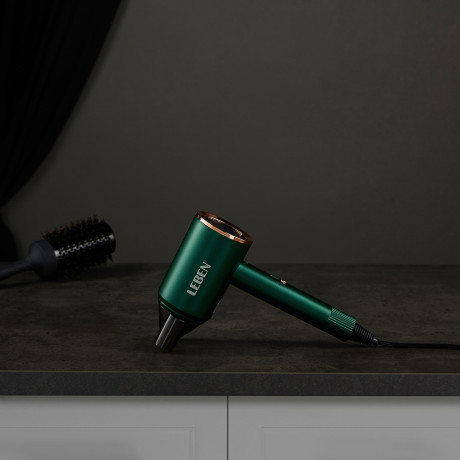 LEBEN Фен для волос, 900Вт, 2 скорости, 3 температуры, 220-240В, зеленый