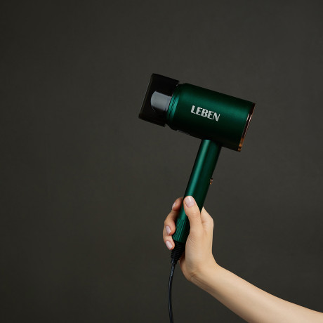 LEBEN Фен для волос, 900Вт, 2 скорости, 3 температуры, 220-240В, зеленый