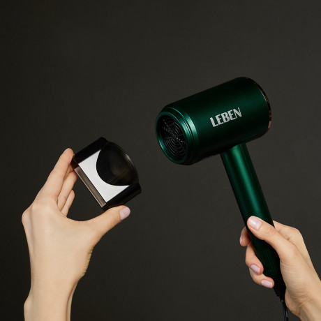 LEBEN Фен для волос, 900Вт, 2 скорости, 3 температуры, 220-240В, зеленый