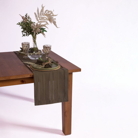 BY COLLECTION Стэйн Дорожка декоративная, 35х140см, 100% хлопок, зеленый