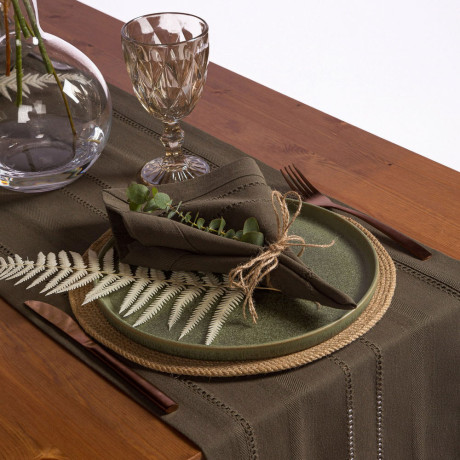 BY COLLECTION Стэйн Дорожка декоративная, 35х140см, 100% хлопок, зеленый