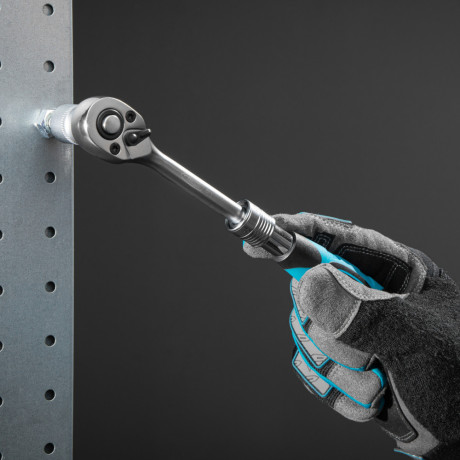 Ключ-трещотка телескопический 1/4", 150-200 мм, CrV, 72 зуба, с быстрым сбросом, хром Gross