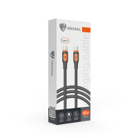 BY Кабель для зарядки Pie Type-C-Type-C, 1м, Быстрая зарядка 3А, PD 65W, прорезиненный, черно-оранж.