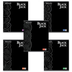 Тетрадь 96л., BRAUBERG клетка, выбор. лак, "Black Jack", 5 видов, EAC, 401848