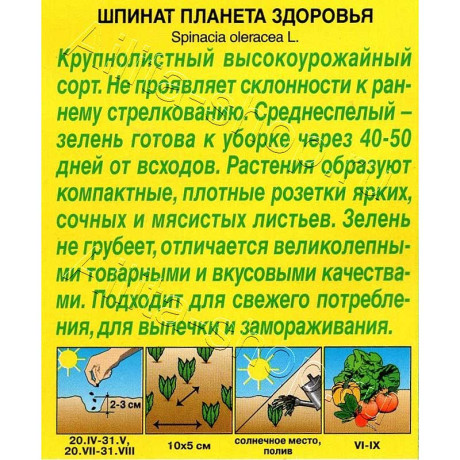 Семена Шпинат Планета здоровья Аэлита Ц x10