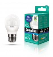 Camelion Шар G45 E27 10W(850lm 220°) 6500K 6K матов. 90x47 пластик LED10-G45/865/E27
