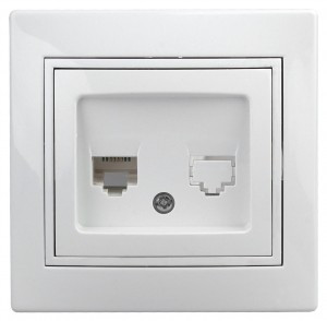 ЭРА Intro Plano роз. телеф., СУ 1 мест. RJ11, белый, 1-302-01, Б0027619