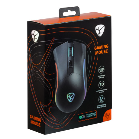 BY Игровая мышь беспроводная Rocket 2.4 ГГц, 10000dpi,500мАч,7D,PMW3325,RGB,220см