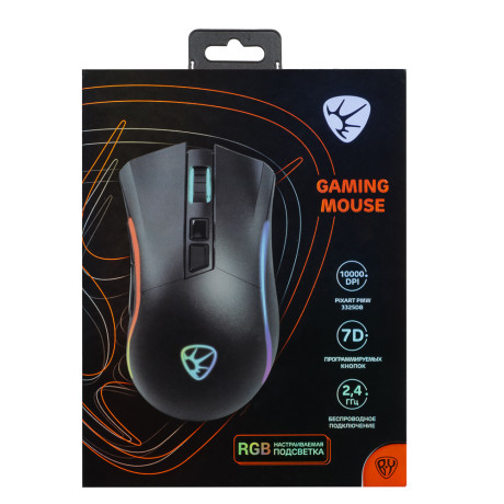 BY Игровая мышь беспроводная Rocket 2.4 ГГц, 10000dpi,500мАч,7D,PMW3325,RGB,220см