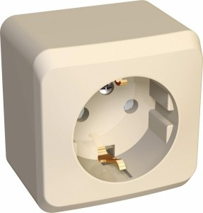 Systeme Electric Этюд роз. ОУ 1 мест. крем. (пл.осн., земля, штор.) PA16-004K (17!)