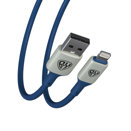 BY Кабель для зарядки Space Cable Pro iP, 2.4А, 1м, Быстрая зарядка, штекер металл, синий
